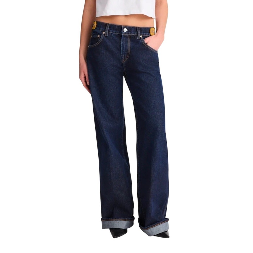 Benjamin Talley Smith Madewell Coolidge Indigo Wide Leg Low Rise Jeans 27 Women
